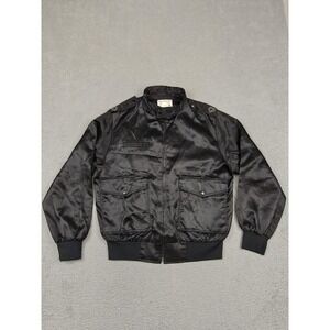 Vintage CAMCO Anvil Cases Jacket Mens Large Black Satin Bomber‎ Logo Made USA